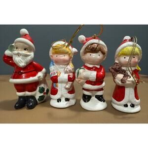 3 Vintage Children’s christmas ornaments One Chipped & One Santa Pepper Shaker